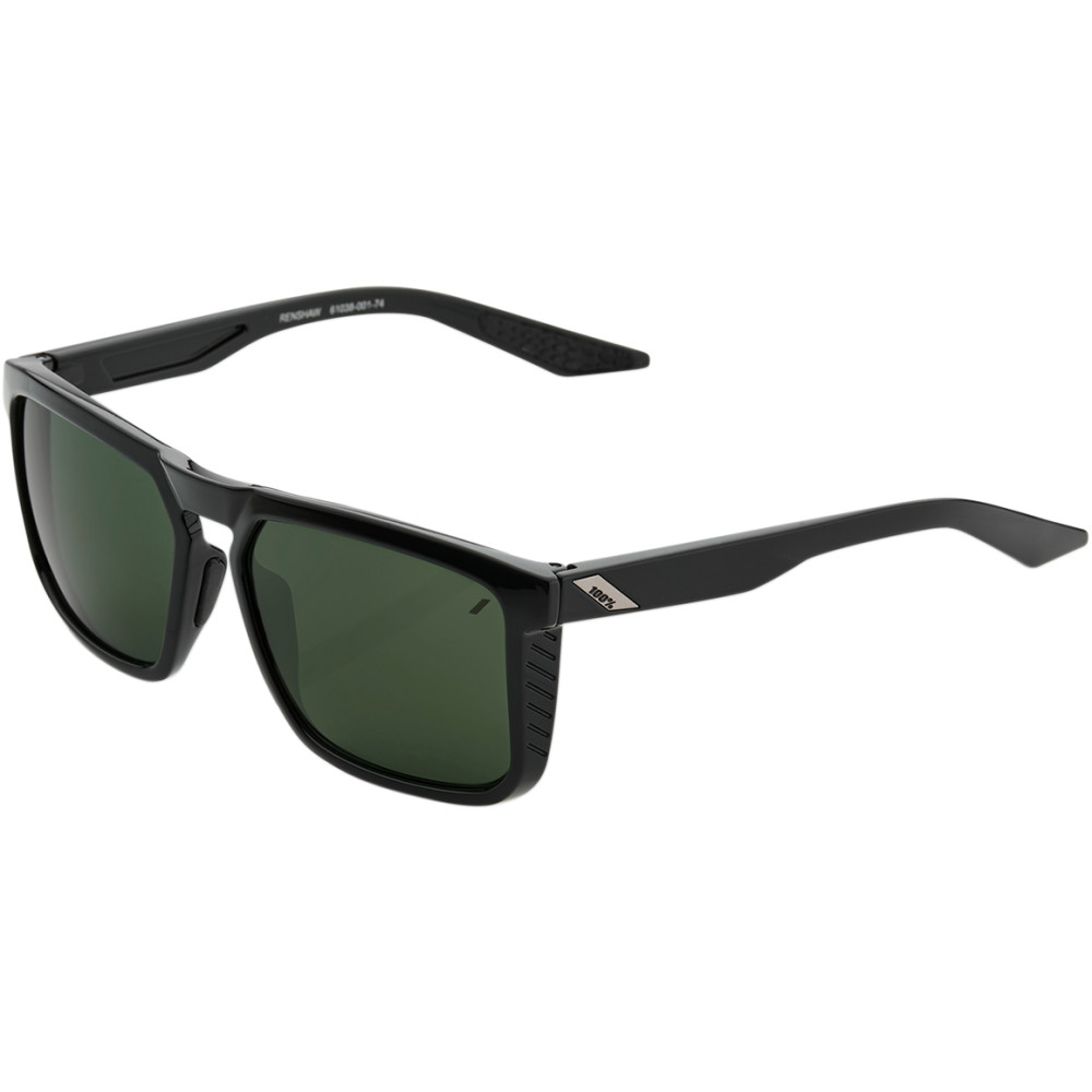 100% Renshaw Sunglasses (Gloss Black, Gray Green Lens)-100 2