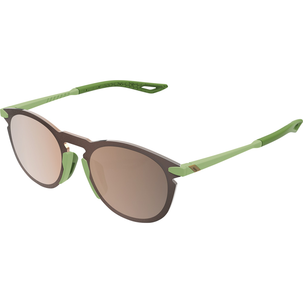 100% Legere Round UltraCarbon Sunglasses (Matte Metallic Viperidae Green, Bronze Multilayer Mirror Lens)