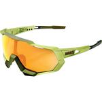 100% Speedtrap Performance Sunglasses (Matte Metallic Viperidae Green, Bronze Multilayer Mirror Lens)