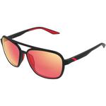 100% Kasia Round Aviator Sunglasses (Soft Tact Black, HiPER Red Multilayer Mirror Lens)