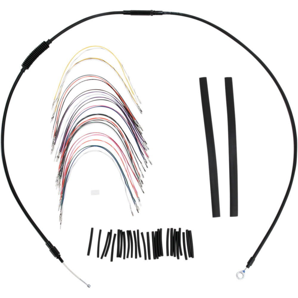 Burly Brand Complete Black Vinyl Handlebar Cable/Brake Line Kit For 13