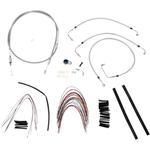 Burly Brand Complete Stainless Braided Handlebar Cable/Brake Line Kit For 14