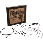 Burly Brand Complete Black Vinyl Handlebar Cable/Brake Line Kit For 18