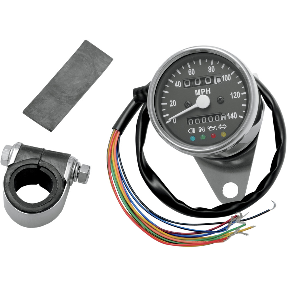 Drag Specialties 2.4" MPH Mini Mechanical Speedometer with L