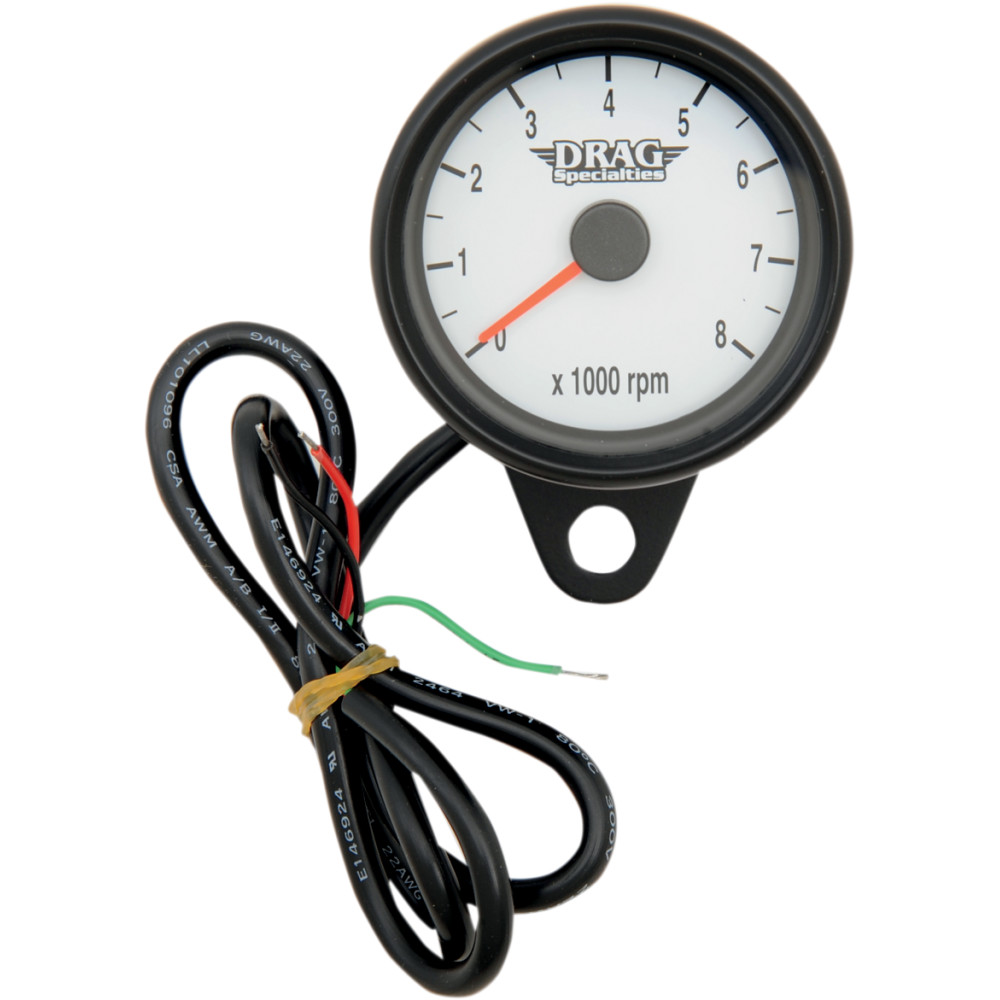 Drag Specialties 2.4" Mini Electronic Tachometer White B