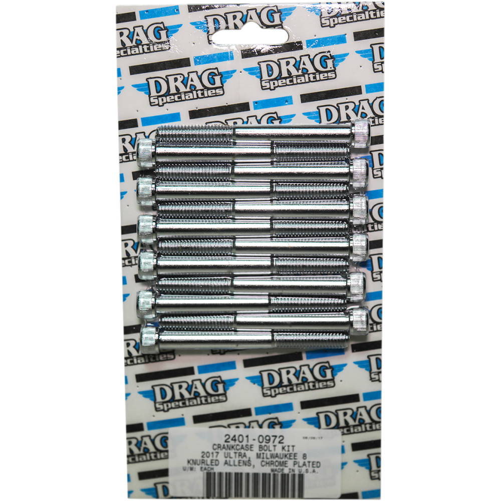 Drag Specialties Bolt Kit M8 Crankcase Knurled All ChromeDS