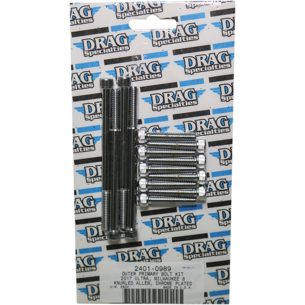 Drag Specialties Bolt Kit M8 Outer Primary Knurled All Chrom