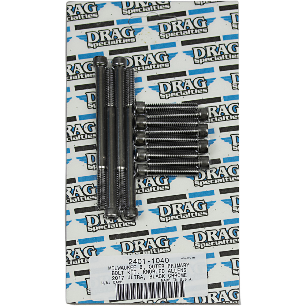 Drag Specialties Bolt Kit M8 Outer Primary Black/Chrome Knur