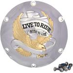 Drag Specialties 6-Hole - Gold - Live to Ride Derby Cover
