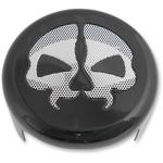 Drag Specialties Horn Cover - Black with Chrome Skull