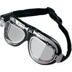 Drag Specialties Red Baron Goggles (Silver / Black, Tinted Lens)